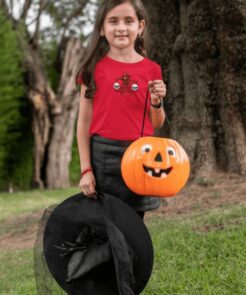 kids halloween shirt with scarecrow and skulls