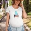 short sleeve maternity shirt with american flag and statue of liberty