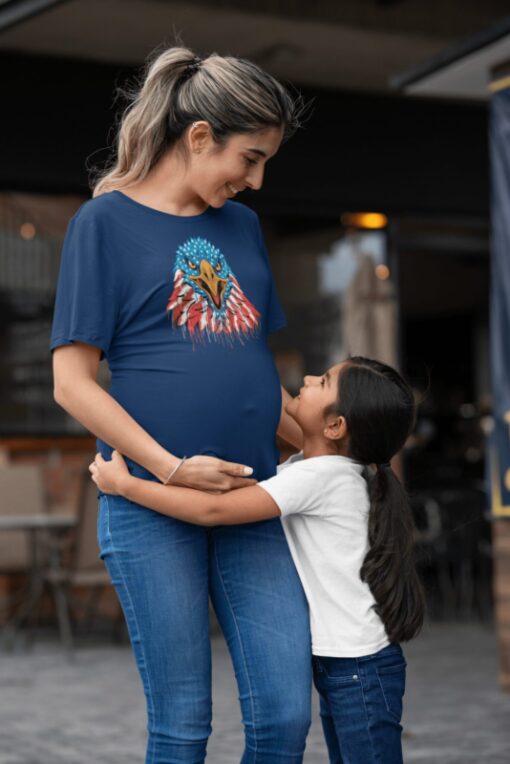 Maternity short sleeve - american eagle head in red, white and blue - american pride
