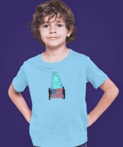kids short sleeve shirt - american flag, soldiers and statue of liberty - american pride