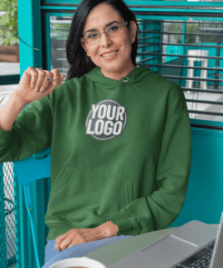 front custom design pull over hoodie unisex military green